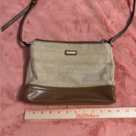 Tignanello Handbags - Tignanello Textured Tan and Smooth Brown Crossbody Bag